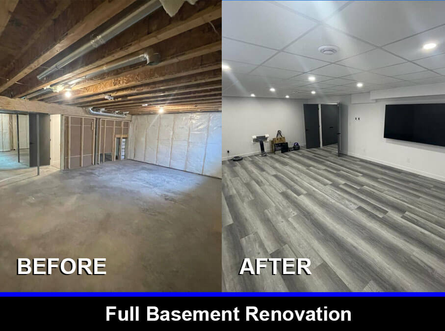 Basement before after